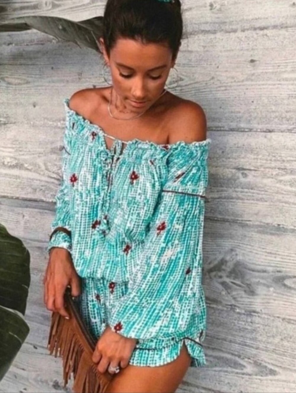 Poupette St. Barth Clara Off-the-Shoulder Romper Jumpsuit S